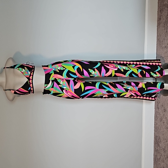 Trina Turk Other - Trina Turk vibrant tropical print split leg pants & halter top